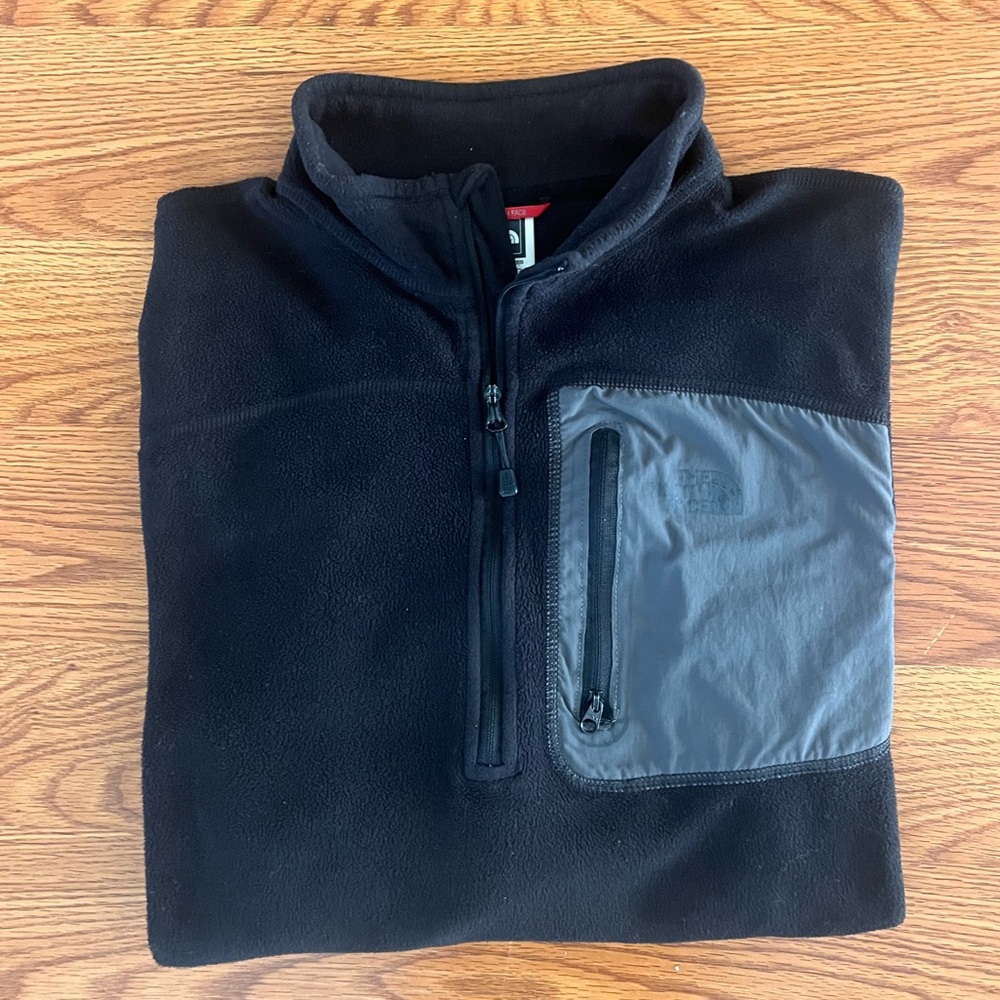 North Face Mens Sz M Half-Zip Fleece w/ Pocket Used Very Good Condition